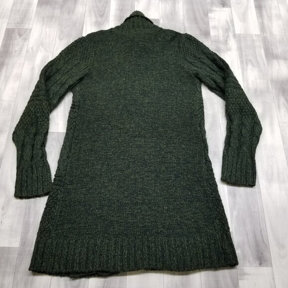 ✅Womens S 89th & Madison Green Long Cardigan Sweater Chunky Cable Knit Duster - Picture 2 of 10